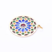 18K Gold French Art Deco Large Plique-à-Jour Pendant