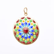 18K Gold French Art Deco Large Plique-à-Jour Pendant