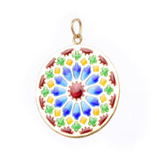18K Gold French Art Deco Large Plique-à-Jour Pendant