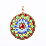 18K Gold French Art Deco Large Plique-à-Jour Pendant