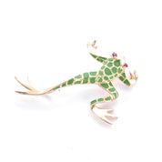 14K Gold & Ruby Leaping Frog Pendant