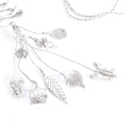 Sterling Silver Swirl Pendant Seashell Necklace with Charms