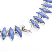 Sterling Silver & Lapis Lazuli Marquise Cabochon Collar Necklace