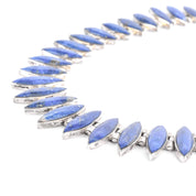 Sterling Silver & Lapis Lazuli Marquise Cabochon Collar Necklace