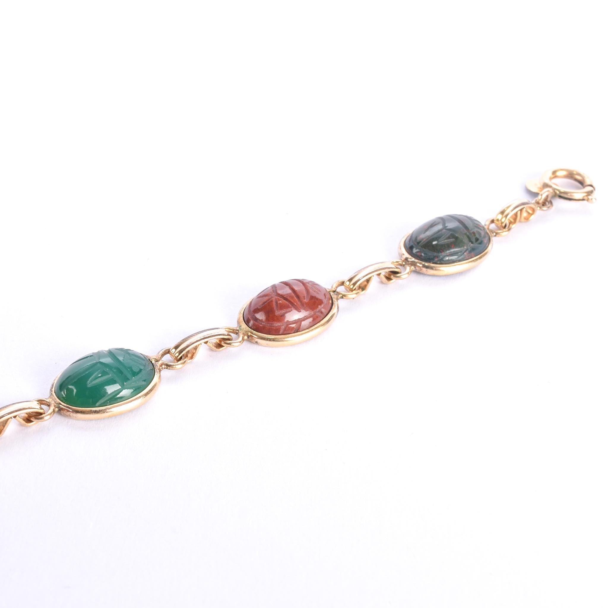 12K Gold Filled Multi-Gemstone Scarab Necklace