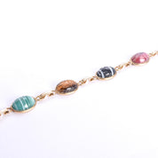 12K Gold Filled Multi-Gemstone Scarab Necklace
