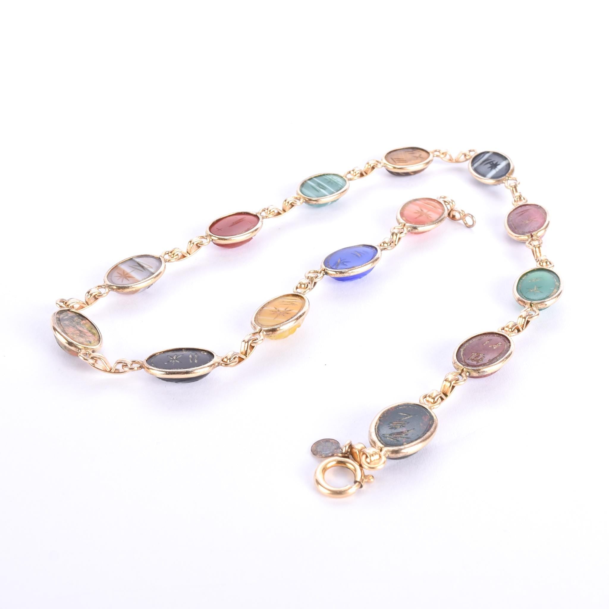 12K Gold Filled Multi-Gemstone Scarab Necklace