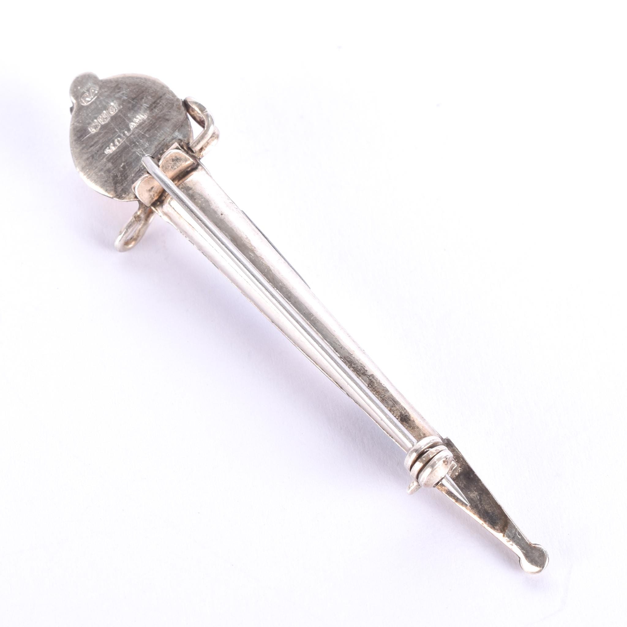 Sterling Silver & Agate Scottish Dirk Kilt Pin