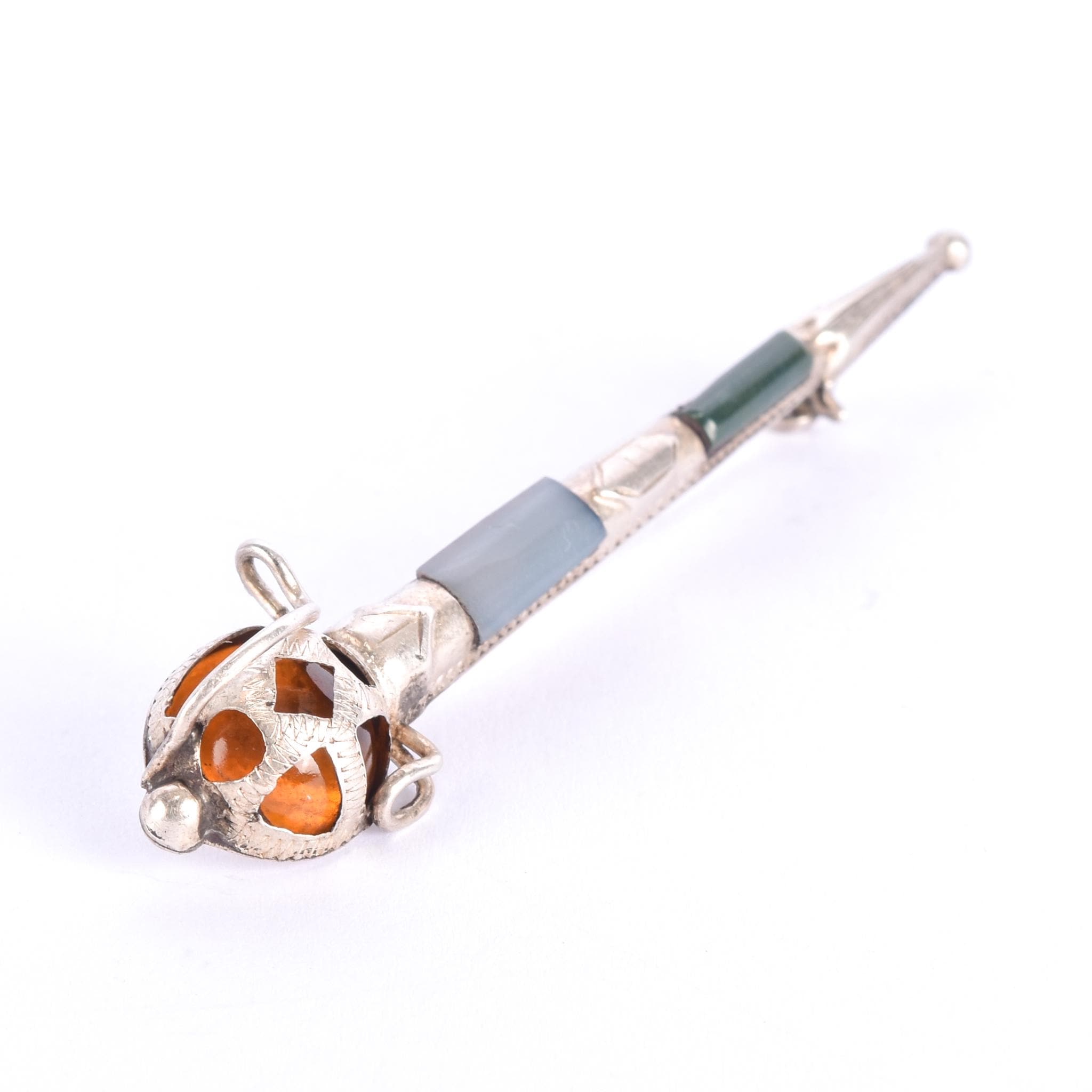 Sterling Silver & Agate Scottish Dirk Kilt Pin