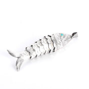 Taxco Sterling Silver Articulated Fish Pendant with Turquoise Eye
