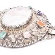 Chinese Silver & Carved Pale Jade Medallion Hand Mirror