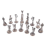 1955 Aharon Bezalel Modernist Sculptural Silver Chess Set in Original Box
