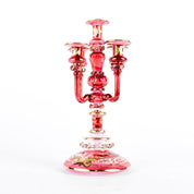 Cranberry Glass Hand-Painted Candelabra-Shaped Perfume Bottle