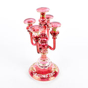 Cranberry Glass Hand-Painted Candelabra-Shaped Perfume Bottle
