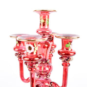 Cranberry Glass Hand-Painted Candelabra-Shaped Perfume Bottle