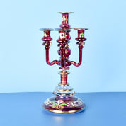 Cranberry Glass Hand-Painted Candelabra-Shaped Perfume Bottle