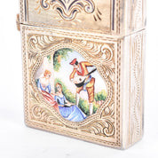 Italian 800 Silver Lighter Case with Hand-Painted Courting Scene