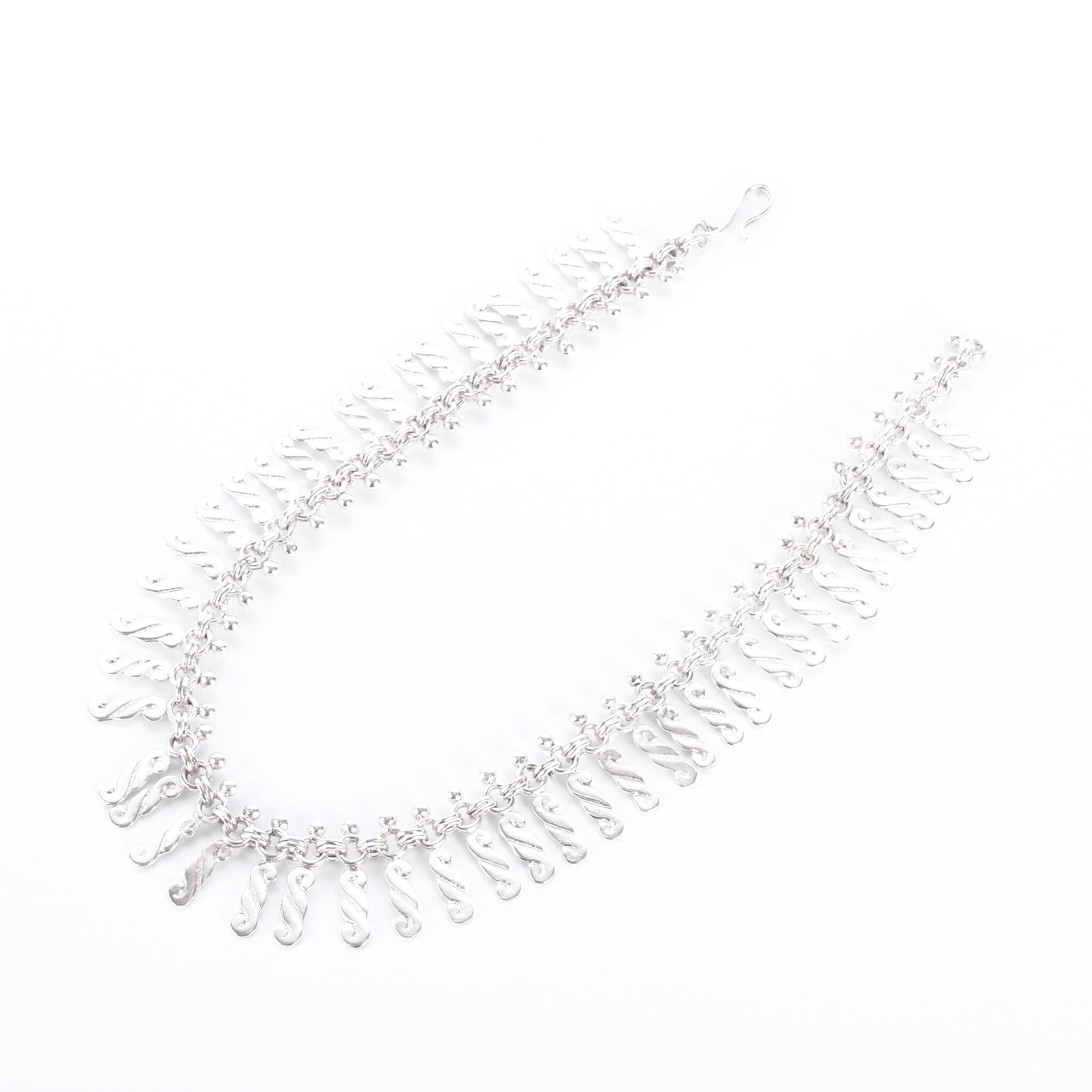 Sterling Silver Unique Swirl-Link Collar Necklace
