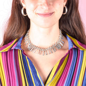 Sterling Silver Unique Swirl-Link Collar Necklace
