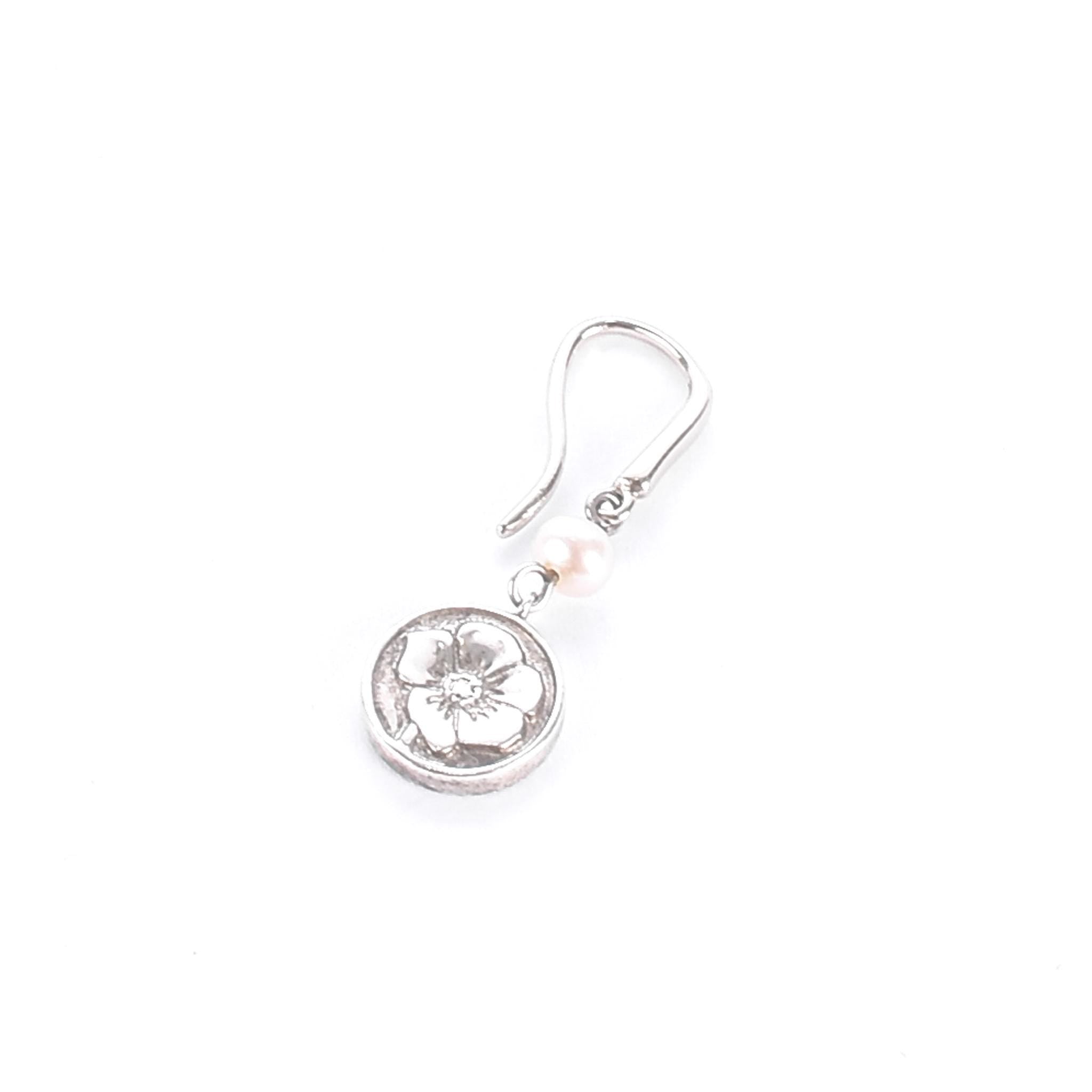 Tiffany & Co. Sterling Silver Pearl Nature Rose Drop Earrings