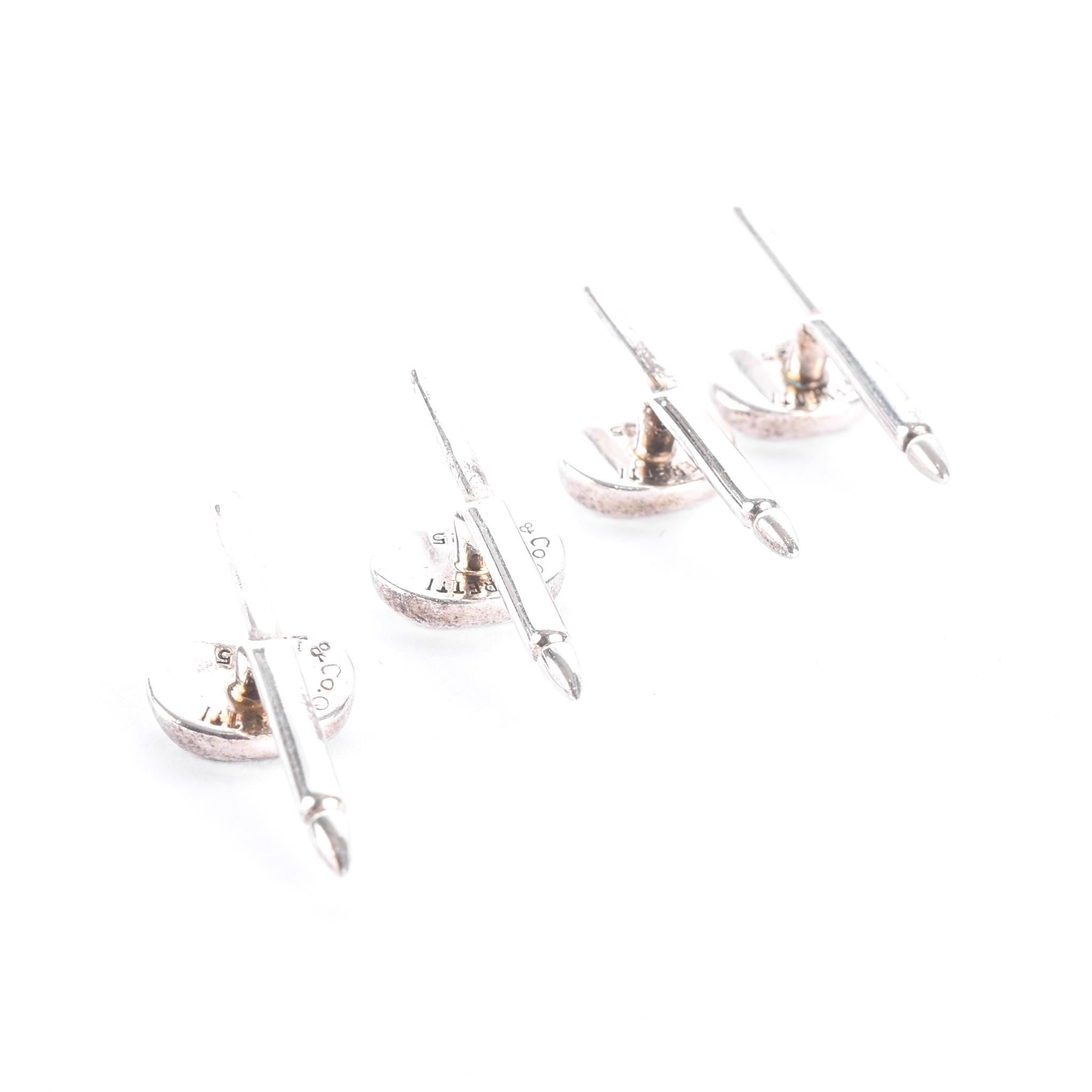 Tiffany & Co. Elsa Peretti Sterling Silver Bean Shirt Studs Set