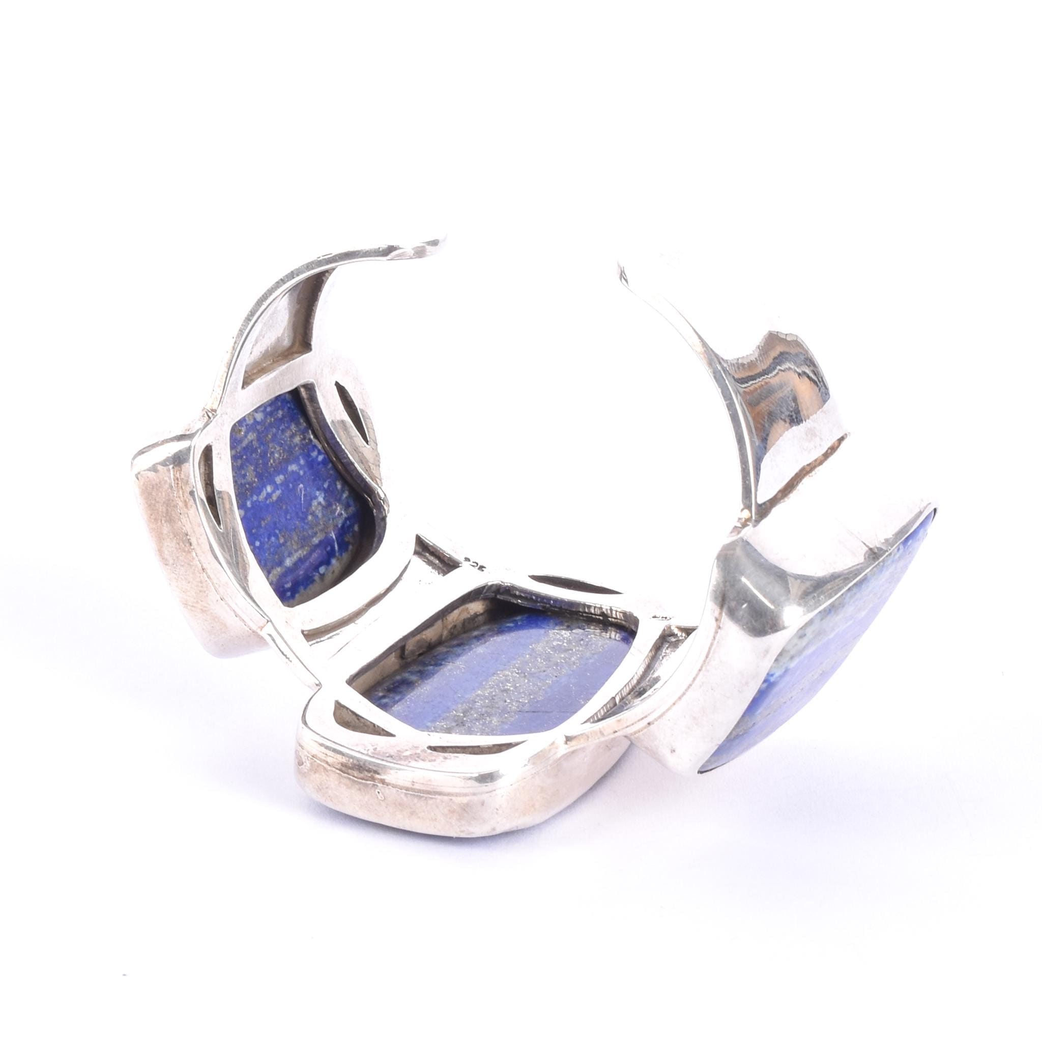 Massive Sterling Silver & Lapis Lazuli Cuff Bracelet