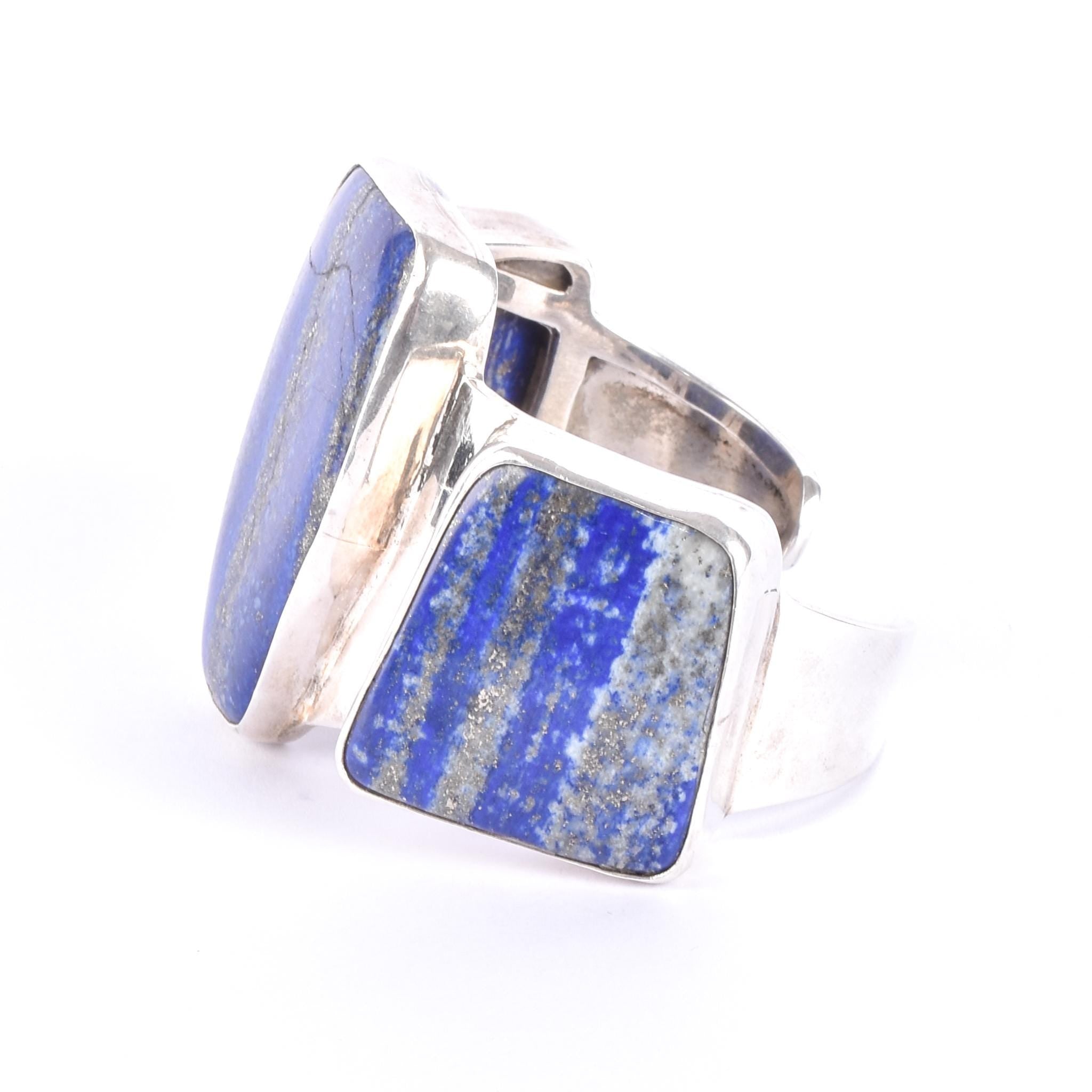 Massive Sterling Silver & Lapis Lazuli Cuff Bracelet