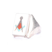 Sterling Silver Turquoise Zuni Inlay Masonic Ring