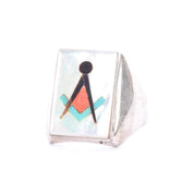 Sterling Silver Turquoise Zuni Inlay Masonic Ring
