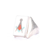 Sterling Silver Turquoise Zuni Inlay Masonic Ring
