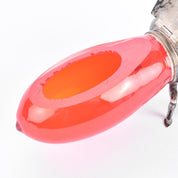 Sterling Silver Plated & Cranberry Glass Bee-Shaped Honey Pot