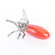 Sterling Silver Plated & Cranberry Glass Bee-Shaped Honey Pot