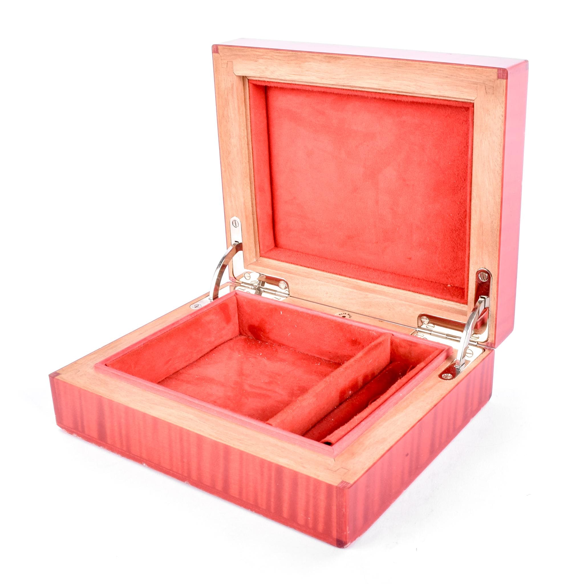 Vintage Elie Bleu Small Red Wood "Fruits" Luxury Jewelry Box