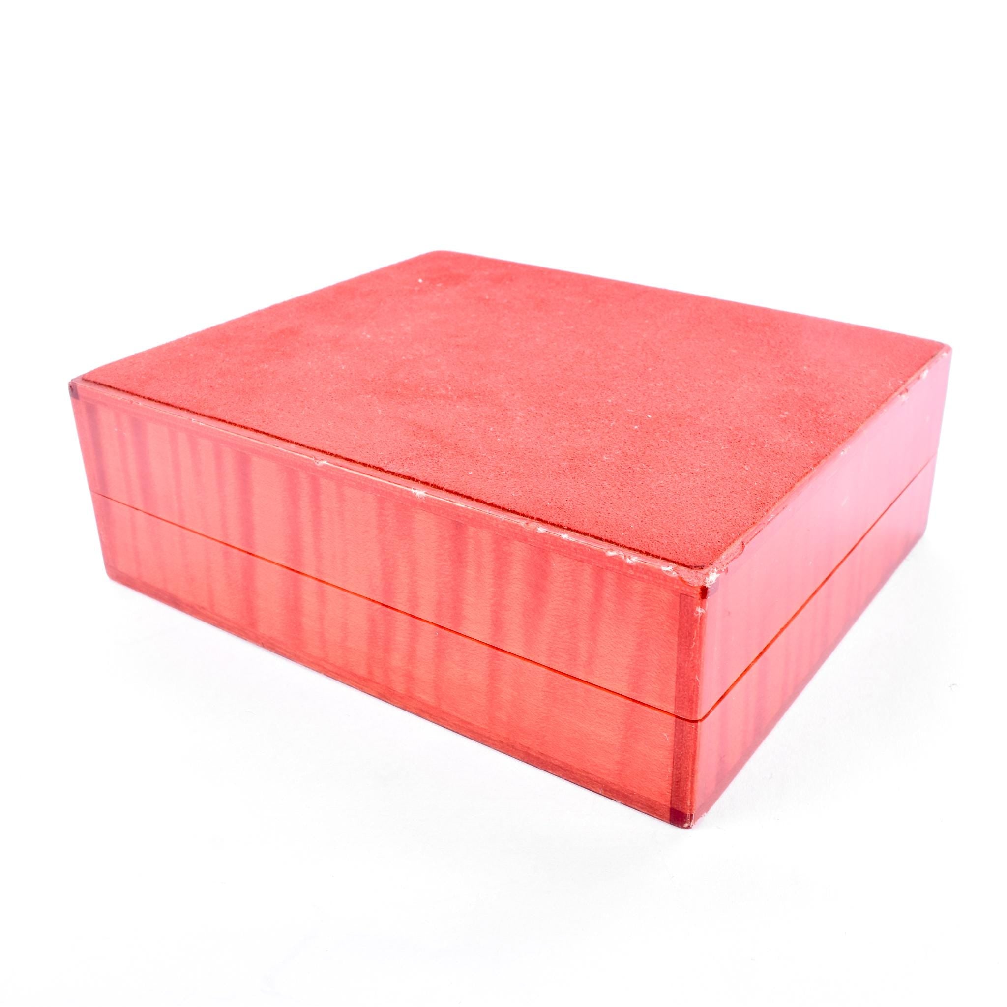 Vintage Elie Bleu Small Red Wood "Fruits" Luxury Jewelry Box