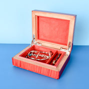 Vintage Elie Bleu Small Red Wood "Fruits" Luxury Jewelry Box