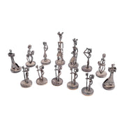 1955 Aharon Bezalel Modernist Sculptural Silver Chess Set in Original Box