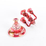 Cranberry Glass Hand-Painted Candelabra-Shaped Perfume Bottle