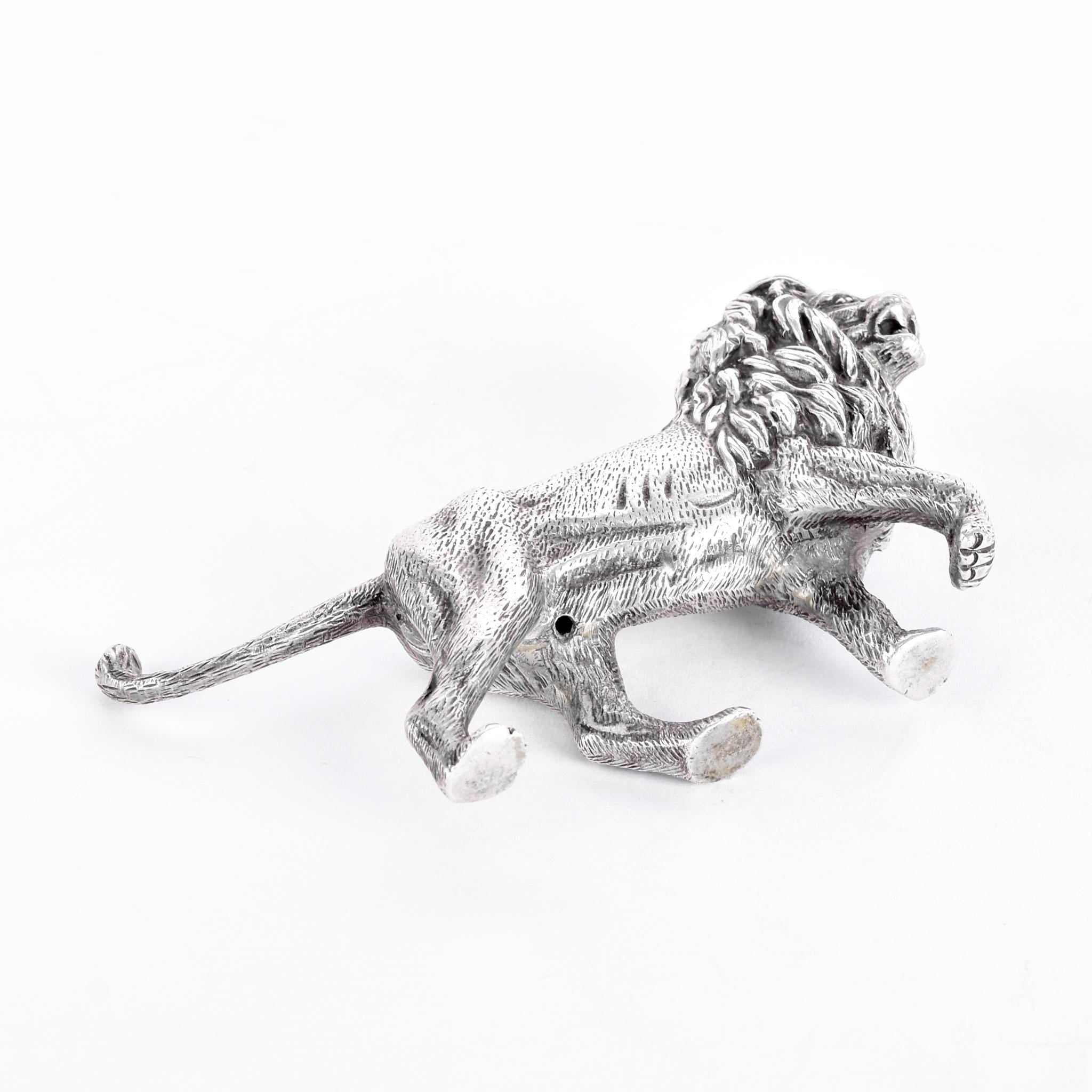 Sterling Silver Roaring Lion Figurine