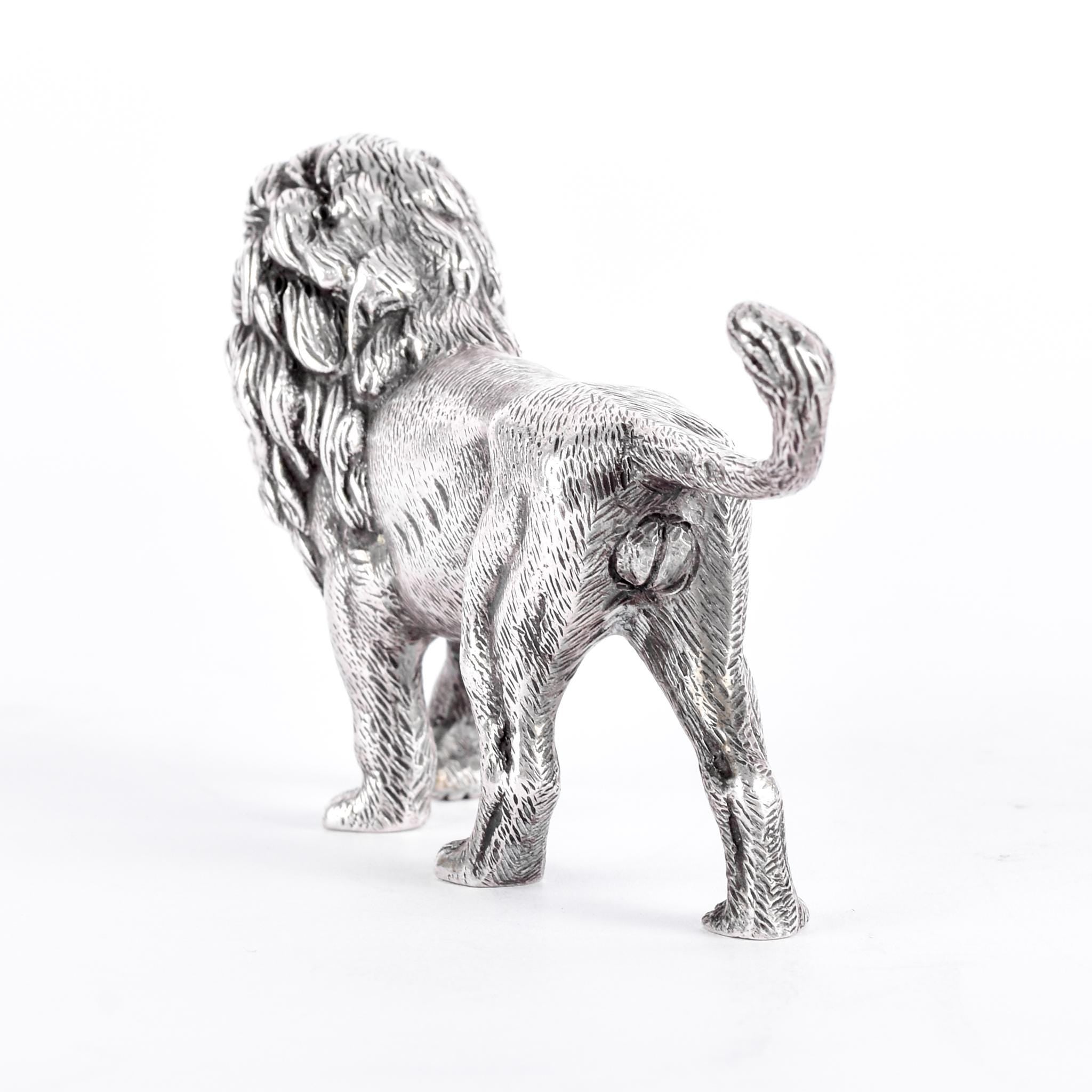 Sterling Silver Roaring Lion Figurine