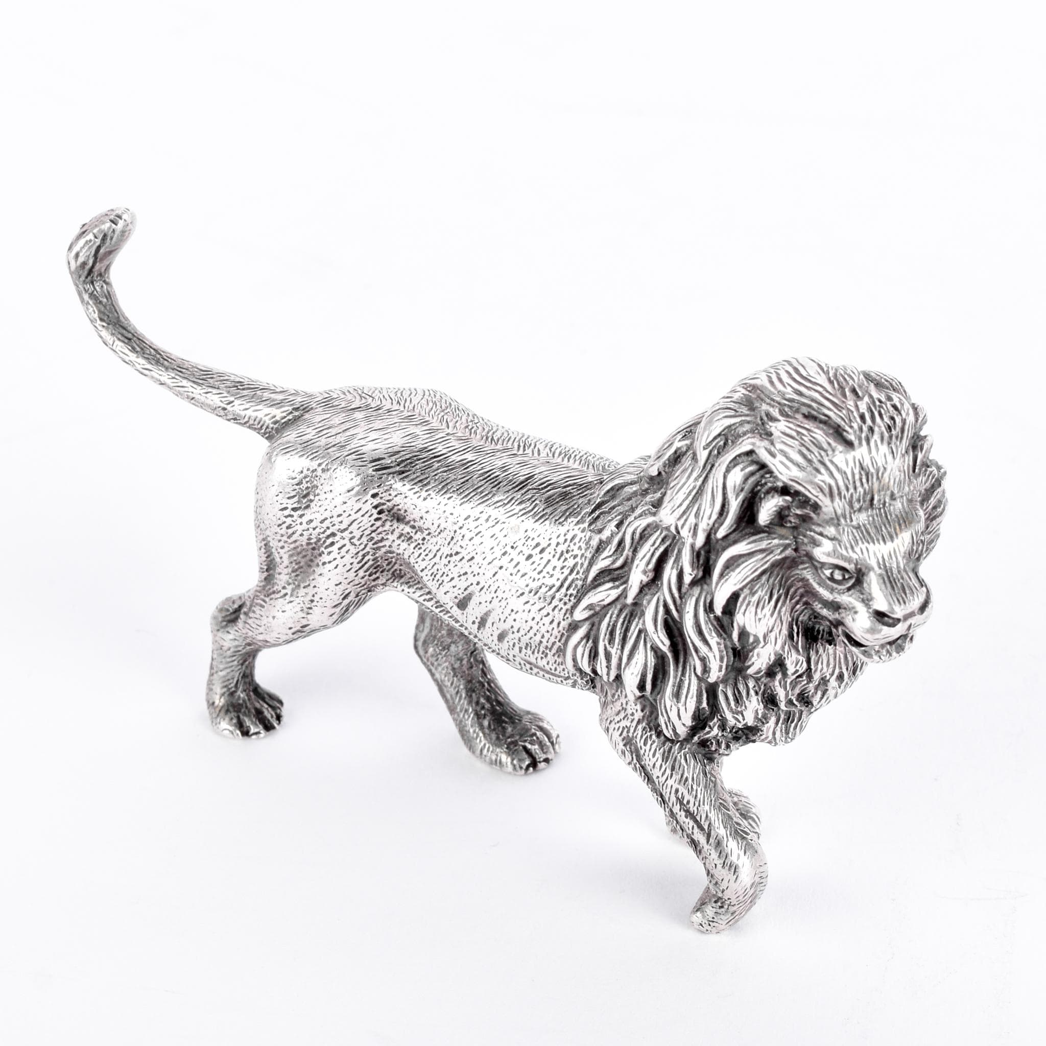 Sterling Silver Roaring Lion Figurine