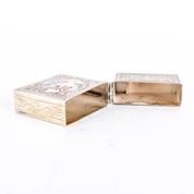 Italian 800 Silver Lighter Case with Hand-Painted Courting Scene