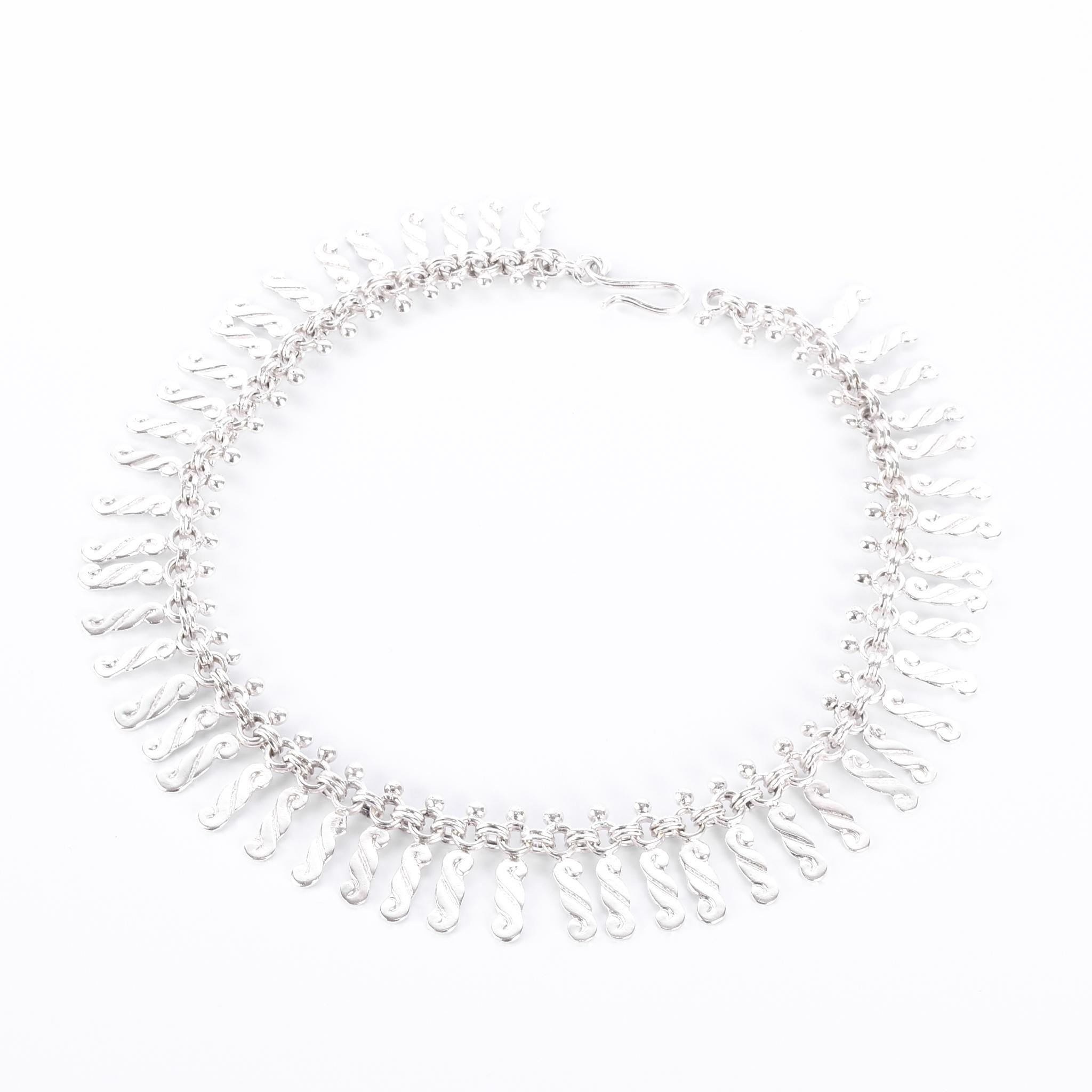 Sterling Silver Unique Swirl-Link Collar Necklace