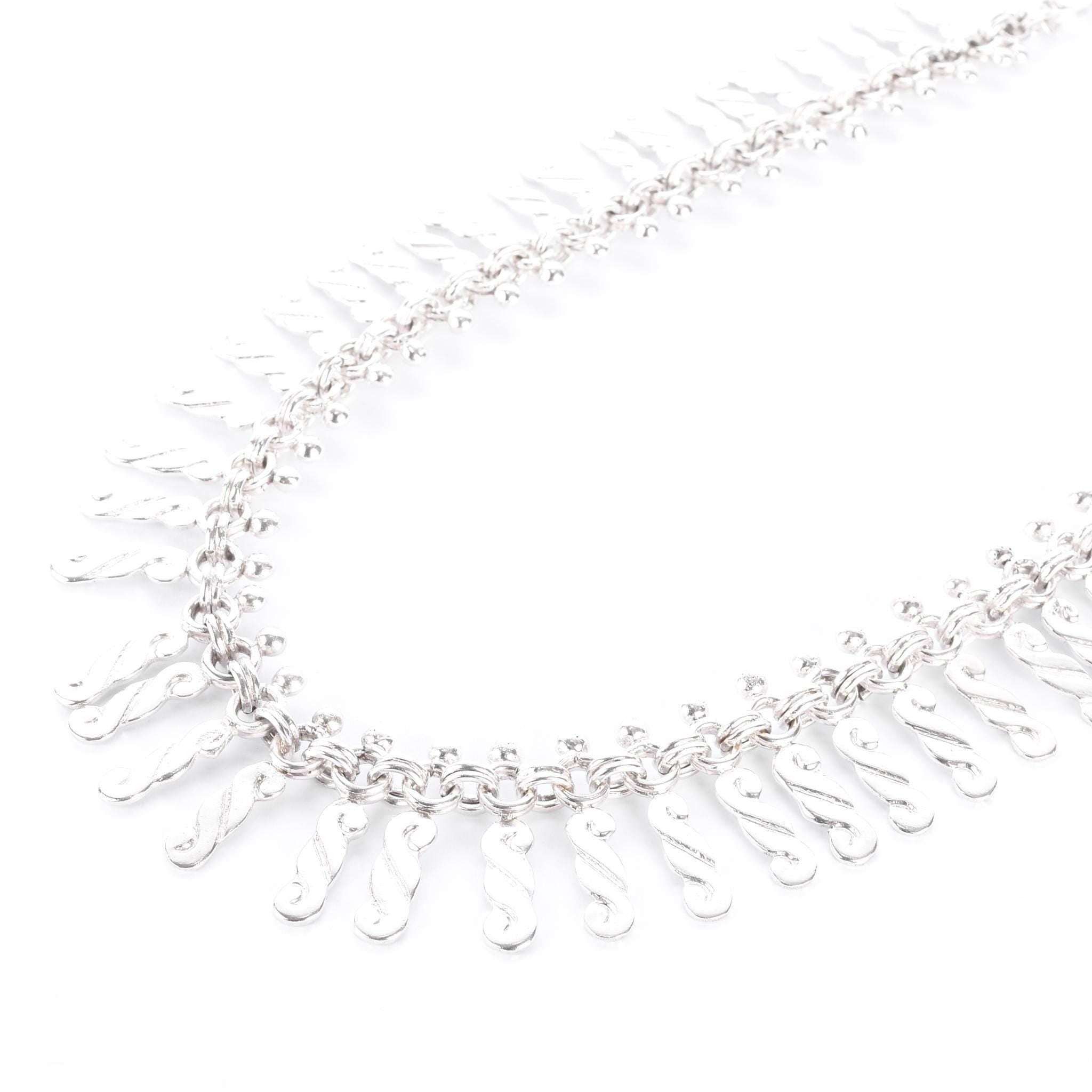 Sterling Silver Unique Swirl-Link Collar Necklace