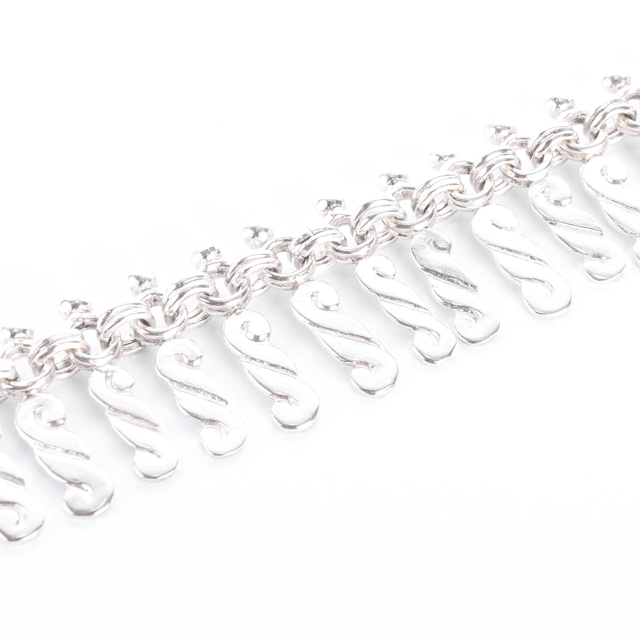Sterling Silver Unique Swirl-Link Collar Necklace