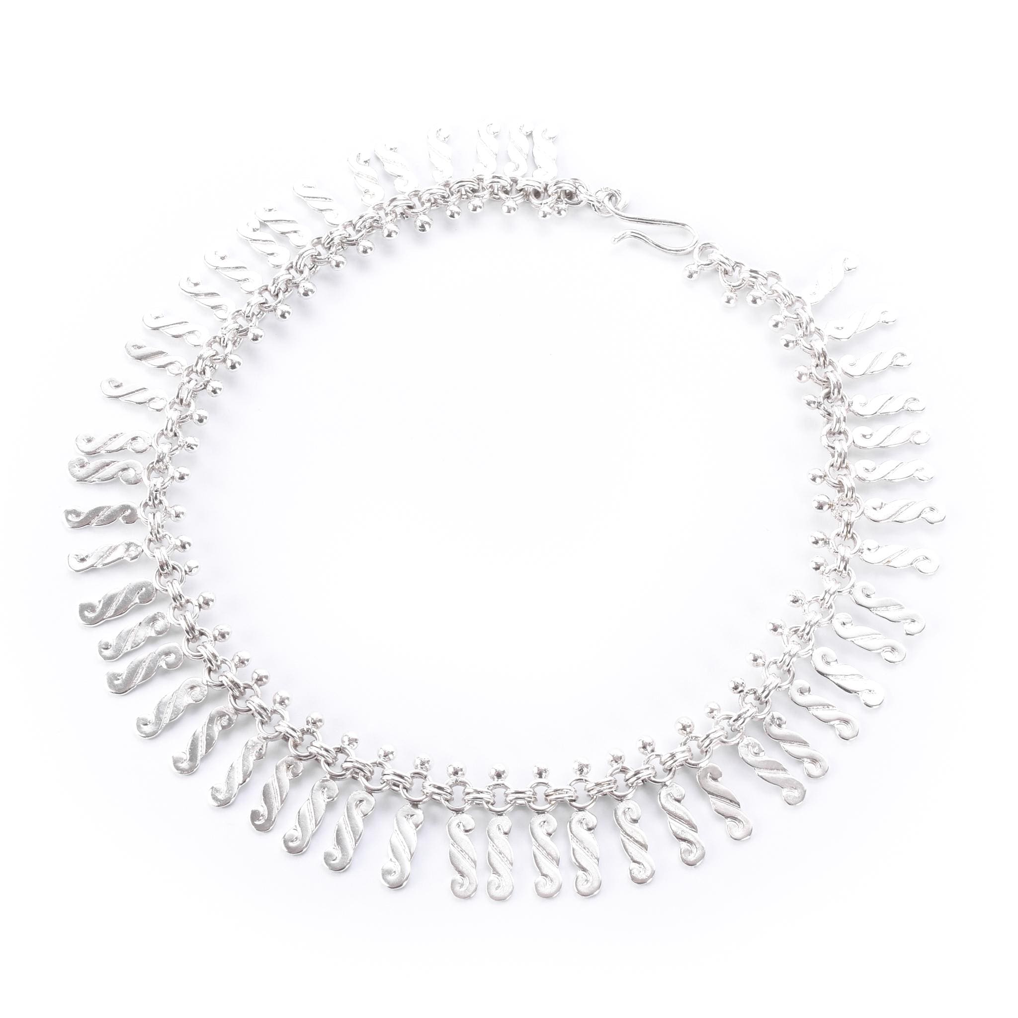 Sterling Silver Unique Swirl-Link Collar Necklace
