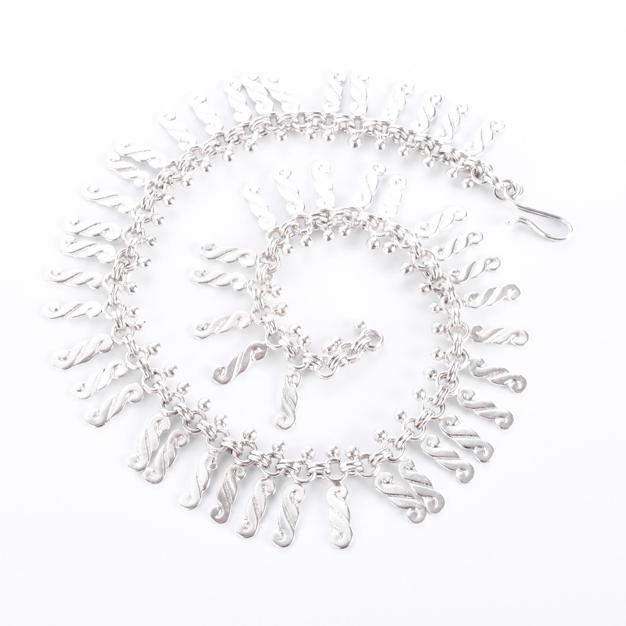 Sterling Silver Unique Swirl-Link Collar Necklace