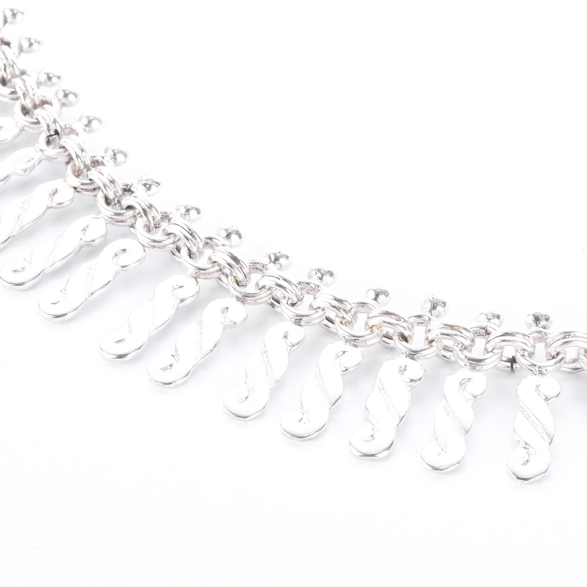Sterling Silver Unique Swirl-Link Collar Necklace