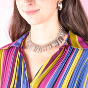 Sterling Silver Unique Swirl-Link Collar Necklace