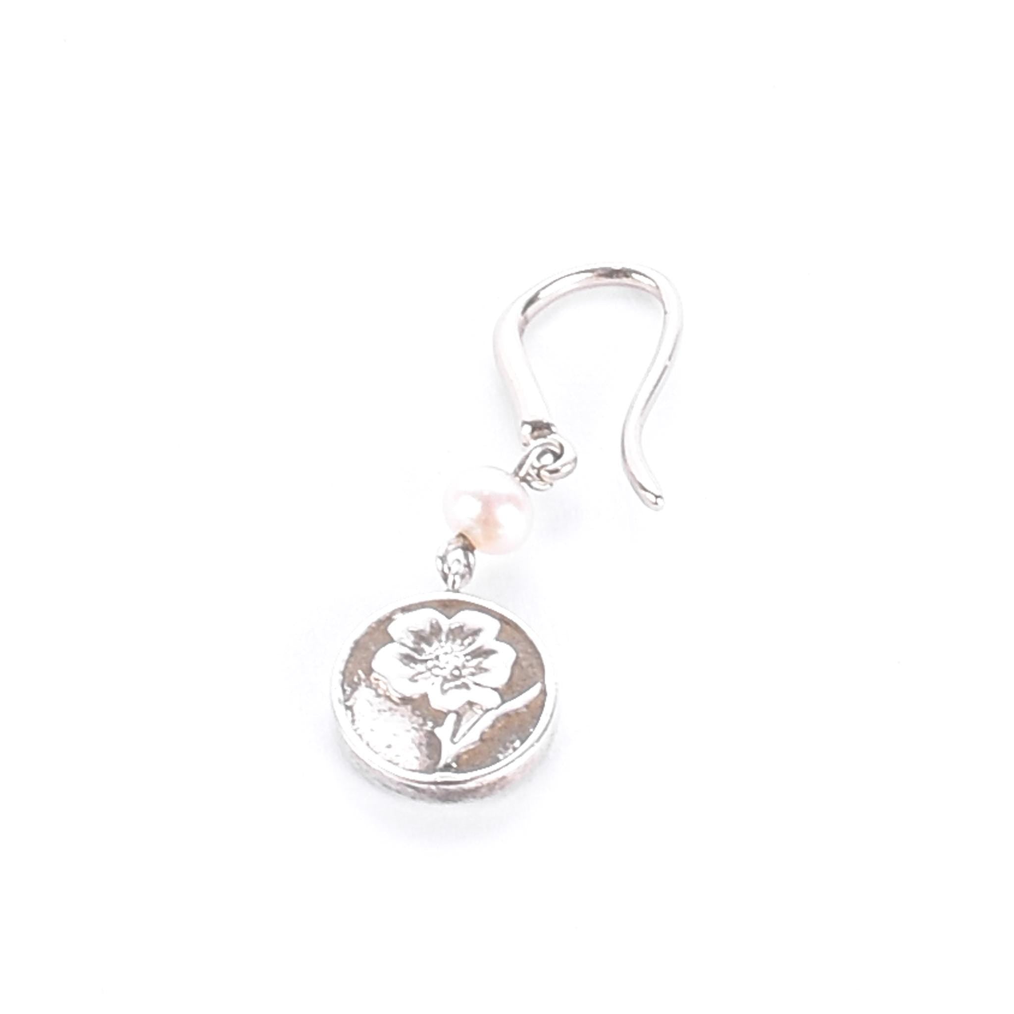 Tiffany & Co. Sterling Silver Pearl Nature Rose Drop Earrings