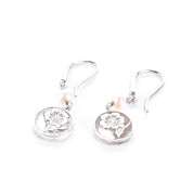 Tiffany & Co. Sterling Silver Pearl Nature Rose Drop Earrings